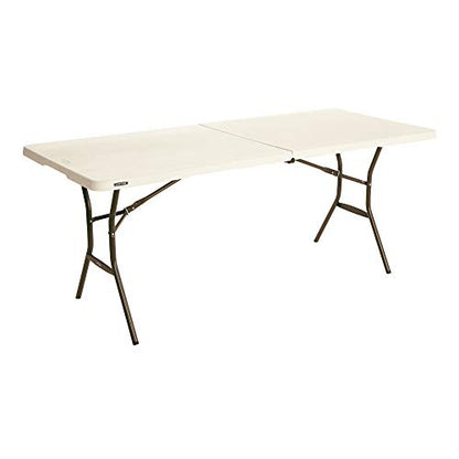Lifetime 80753 Fold In Half Light Commercial Table, 6 Feet, Almond
