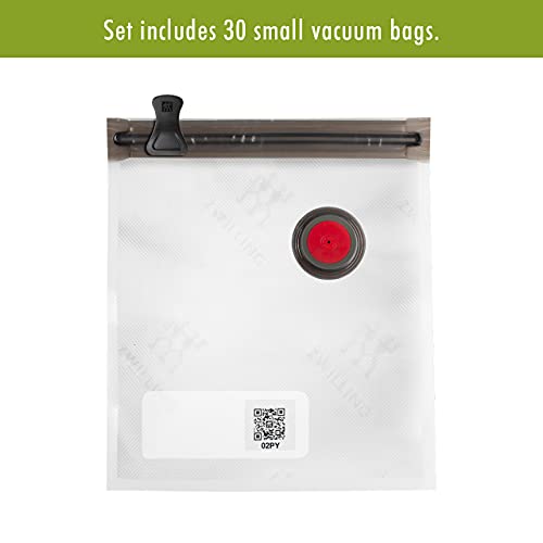 Zwilling Fresh & Save Set 30-pc Vacuum Sealer Bag For Food, 1/2 Gallon, Sous Vide Bag, Reusable Food Storage Bag For Meal Prep, Reusable Snack Bags, Dishwasher Safe, Small, Clear