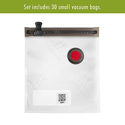 Zwilling Fresh & Save Set 30-pc Vacuum Sealer Bag For Food, 1/2 Gallon, Sous Vide Bag, Reusable Food Storage Bag For Meal Prep, Reusable Snack Bags, Dishwasher Safe, Small, Clear