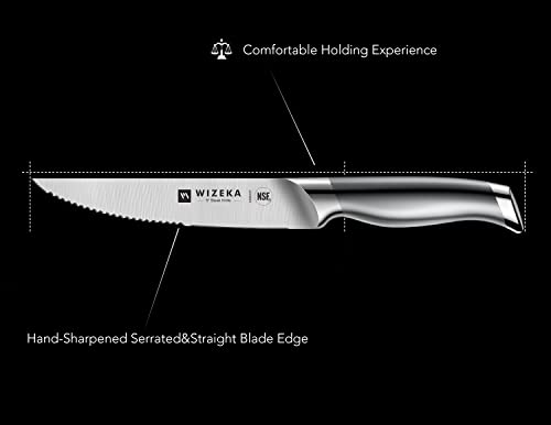  Steak Knives Set Of 8, NSF Certified German 1.4116 Steel Serrated Steak Knife Set, Dishwasher Safe One Piece Design Kitchen Knives Set With Gift Box
