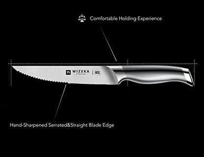  Steak Knives Set Of 8, NSF Certified German 1.4116 Steel Serrated Steak Knife Set, Dishwasher Safe One Piece Design Kitchen Knives Set With Gift Box
