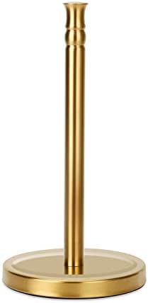  Paper Towel Holder Stand, One-Handed Ripping Paper Towel Roll Holder Countertop, Heavy Marble Base, NOT Tip Over - (Marble Base, Gold)