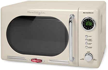  Retro Compact Countertop Microwave Oven, 0.7 Cu. Ft. 700-Watts With LED Digital Display, Child Lock, Easy Clean Interior, Black