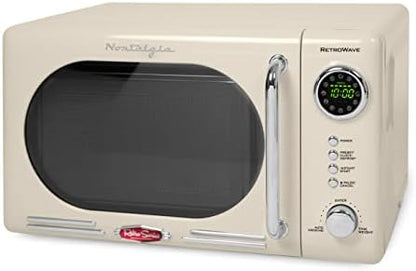  Retro Compact Countertop Microwave Oven, 0.7 Cu. Ft. 700-Watts With LED Digital Display, Child Lock, Easy Clean Interior, Black