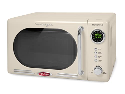 FRIGIDAIRE EFR376-CORAL Retro Bar Fridge Refrigerator With Side Bottle Opener, 3.2 Cu. Ft, Coral & Nostalgia Retro Compact Countertop Microwave Oven 0.7 Cu. Ft. 700-Watts With LED Digital Display