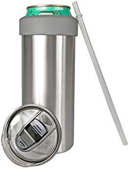  2-in-1 Stainless Steel Can Cooler Insulated For All 24&25 Oz Cans, Beer Can Cooler,seltzer Can Coozie, Can Insulator,and Work As A Iced Coffee Tumbler With Lid And Straw(Seafoam)