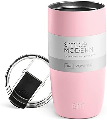  Travel Coffee Mug Tumbler With Flip Lid | Reusable Insulated Stainless Steel Cold Brew Iced Coffee Cup Thermos | Gifts For Women Men Him Her | Voyager Collection | 16oz | Almond Birch