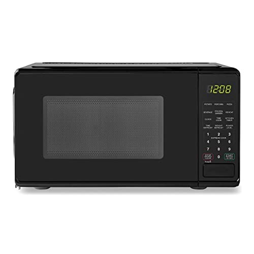  Mainstays 0.7 Cu Ft Compact Countertop Microwave Oven, Black (Black)