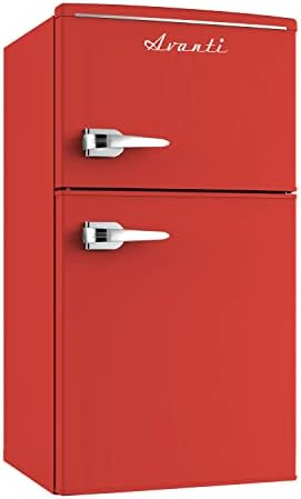 Avanti RMRT30X5R-IS Mini Fridge With Freezer 3 Cu. Ft. Capacity Retro-Styled For Home Office Or Dorm, Manual Defrost And Adjustable Temperature, 3 Cu.Ft, Red