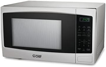  Hef Countertop Microwave, 1.1 Cubic Feet, Black With Stainless Steel Trim