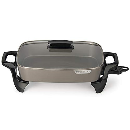 Presto Electric Skillet, 16", Grey Ceramic & Ceramic 22-inch Electric Griddle With Removable Handles, One Size, Black