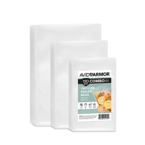  - Vacuum Sealer Bags, Vac Seal Bags For Food Storage, Freezing, And Sous Vide Cooking, Non-BPA Freezer Vacuum Sealer Bags, Pint, Quart, And Gallon Sizes Combo Pack, 150 Bags
