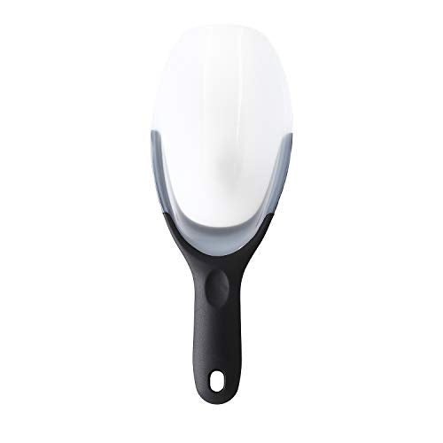  Magnetic Ice Scoop, Contoured Translucent Flexi-Plastic With Soft Grip Handle For Ice, Flour, Rice, Popcorn, Pet Food, Black
