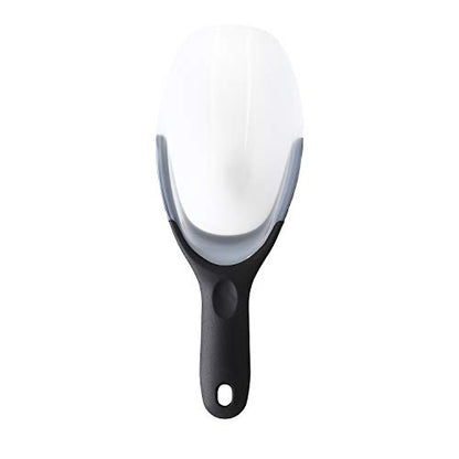  Magnetic Ice Scoop, Contoured Translucent Flexi-Plastic With Soft Grip Handle For Ice, Flour, Rice, Popcorn, Pet Food, Black