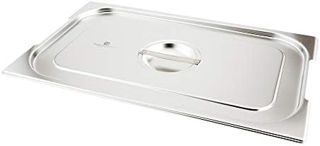  LID ONLY: Met Lux 10.25 X 6.25 Inch Steam Table Pan Lid, 1 Hotel Pan Lid - Fits 1/4 Size Steam Table Pan, Table Pan Sold Separately, Stainless Steel Steam Pan Cover, Built-In Handle - Restaurantware