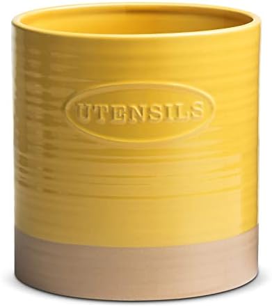  YHOSSEUN Kitchen Utensil Crock For Farmhouse Decor Utensil Holder For Countertop Organizer Extra-Large Utensil Caddy Porcelain, Oval, Green