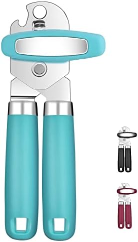  Can Opener Manual, Tymoosty Can Opener Strong Heavy Duty, Smooth Edge Cut, Oversized Knob, Soft Grip Handle, Built-in Bottle Opener, Black