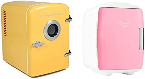 FRIGIDAIRE EFMIS151 Mini Portable Compact Personal Home Office Fridge Cooler BUILT IN SPEAKER, 4L Capacity, Chills Six 12 Oz Cans, 100% Freon-Free & Eco Friendly, Includes Bonus Car Charger