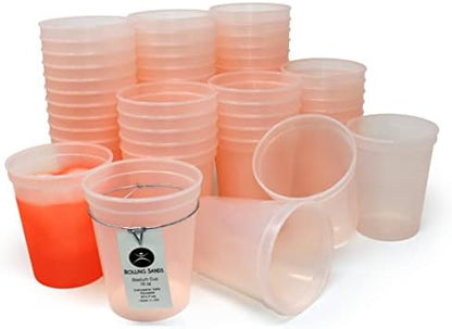  16 Oz Reusable Plastic Stadium Cups, Bulk 50 Pk, USA Made, BPA-Free Dishwasher Safe Plastic Tumblers, Light Pink