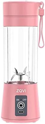  Portable Blender,Portable Juicer,Fruit Mixer - 6 Blades In 3D, 380ml Fruit Mixing Machine With USB Charger Cable（Pink）