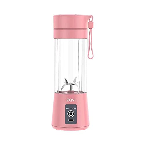  Portable Blender,Portable Juicer,Fruit Mixer - 6 Blades In 3D, 380ml Fruit Mixing Machine With USB Charger Cable（Pink）