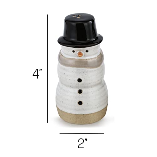  Snowman Winter White 4 X 2 Ceramic Stoneware Christmas Salt And Pepper Shaker Set