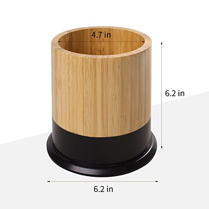  Kitchen Utensil Holder,Large Cooking Utensil Caddy Crock For Counter,Weighted Base For Stability,6.2 X 6.2 Inches,Black