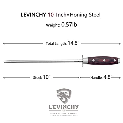  10 Inch Honing Steel With Pakkawood Handle, Knife Sharpener Rod, Professional Knife Sharpening Steel
