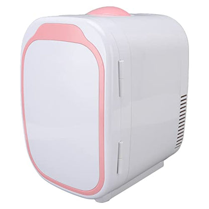  Mini Fridge,6L Mini Refrigerator Portable Dual Purpose Cooler Warmer Small Fridge For Skincare, Foods, Medications, Bedroom, Travel US Plug 110V Pink