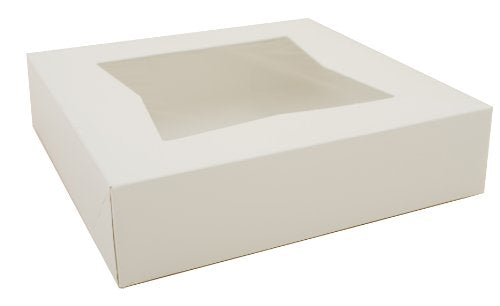  24543 Paperboard White Window Bakery Box, 16" Length X 12" Width X 2-1/4" Height (Case Of 100)
