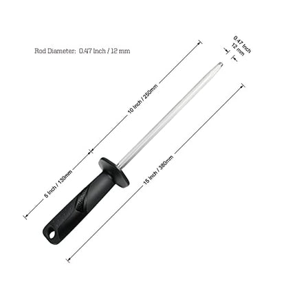  117N Professional Kitchen Knife Sharpening Honing Steel Sharpener Rod Restore Blade Quickly(10 Inch)