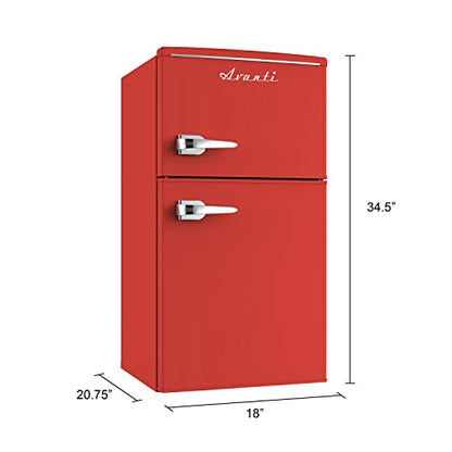 Avanti RMRT30X5R-IS Mini Fridge With Freezer 3 Cu. Ft. Capacity Retro-Styled For Home Office Or Dorm, Manual Defrost And Adjustable Temperature, 3 Cu.Ft, Red