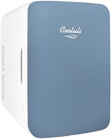  10L Mini Fridge For Bedroom - Car, Office Desk & College Dorm Room - 12v Portable Cooler & Warmer For Food, Drinks, Skincare, Beauty & Makeup - AC/DC Small Refrigerator With Glass Front, White