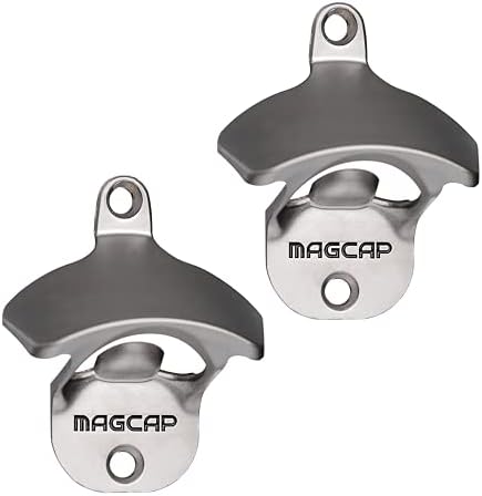  Outdoor Bottle Opener Wall Mounted - Style Magnetic Beer Bottle Opener That Catches Caps - Easy To Install And Incredibly Convenient (Gunmetal Black)