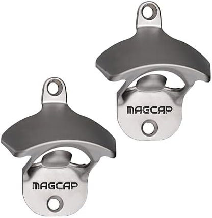  Outdoor Bottle Opener Wall Mounted - Style Magnetic Beer Bottle Opener That Catches Caps - Easy To Install And Incredibly Convenient (Gunmetal Black)