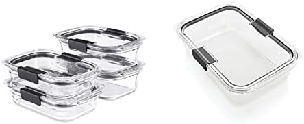 Rubbermaid 8-Piece Brilliance Glass Food Storage Containers With Lids For Lunch, Meal Prep, And Leftovers, Dishwasher And Oven Safe, Clear/Grey
