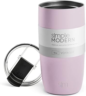  Travel Coffee Mug Tumbler With Flip Lid | Reusable Insulated Stainless Steel Cold Brew Iced Coffee Cup Thermos | Gifts For Women Men Him Her | Voyager Collection | 16oz | Almond Birch