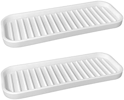  Silicone Sponge Holder, Tray For Soap And Sponge, Kitchen Sink Tray, Accessories To Help You Clean Kitchen Sink, Sink Sponge Rack（White, 2 Pack）