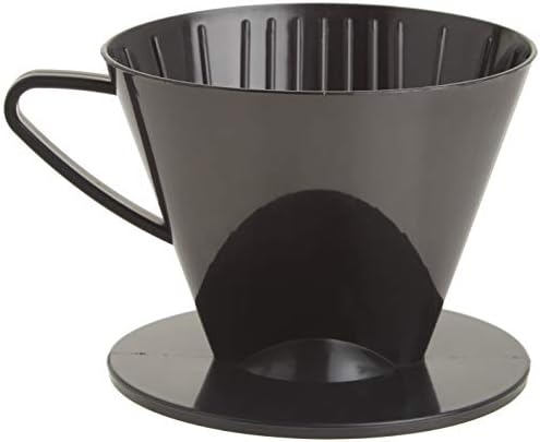  Pour-Over Reusable Coffee Brewing Cone With Gold-Toned Mesh Permanent Coffee Filter, Number 4-Size, Black
