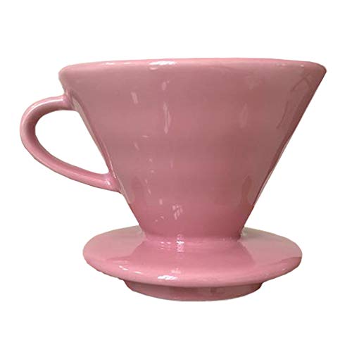  Pour Over Coffee Dripper - Ceramic Slow Brewing Accessories For Home, Cafe, Restaurants - Easy Manual Brew Maker Gift - Strong Flavor Brewer - V02 Paper Cone Filters - Pink, 2 Cup
