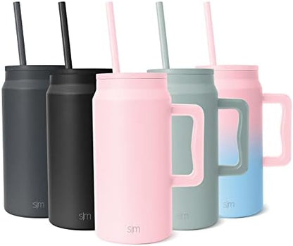  50 Oz Mug Tumbler With Handle And Straw Lid | Reusable Insulated Stainless Steel Large Travel Jug Water Bottle | Valentines Gifts For Him & Her | Trek Collection | 50oz | Graphite