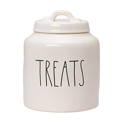  Ae Dunn Ceramic Cookie Jar, Dog Biscuit Kitchen Canister With Lid, Hand-Lettered “Treats” Snack Jar