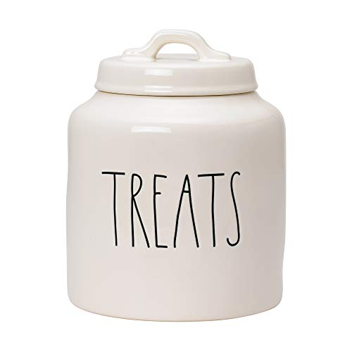  Ae Dunn Ceramic Cookie Jar, Dog Biscuit Kitchen Canister With Lid, Hand-Lettered “Treats” Snack Jar