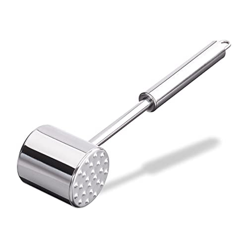  Professional Double-Sided Stainless Steel Meat Tenderiser, 28 Cm Long, Silver