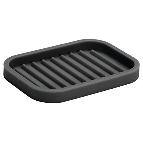  Silicone Kitchen Sink Storage Organizer Holder Tray For Sponges, Soap, Scrubber - Ribbed Base, Quick Dry, Waterproof, Non-Slip, Durable, Heat Resistant - Linelle Collection, 2 Pack, Black