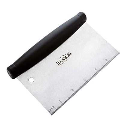  (6.3 X 3.9 X 1.3) Inch Premium 304 Stainless Steel Bench Scraper For Baking/Bench Chopper SUGUS HOUSE, Quick & Easy Multi-purpose Dough Scraper, Dough Cutter & Pastry Scraper