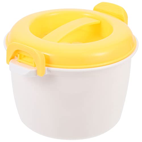  Microwave Rice Cooker Steamer Bowl For Vegetables With Steam Release Vent Microwaveable Cookware For Rice And Vegetables Yellow L