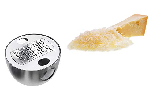 Lurch Germany Razortech Stainless Steel Parmesan & Cheese Grater With Detachable Airtight Storage Container With Lid | Ø 5.2 X 2.4 Inches / 13 X 6 Cm - Silver