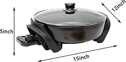  Extra Deep Electric Skillet Nonstick - Adjustable Temperature Control Aluminum Electric Fryer (12 Inch)