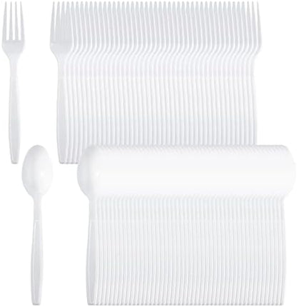  Supernal 400pcs Plastic Forks And Spoons,Black Plastic Silverware,Party Plastic Utensls Include 200 Plastic Forks And 200 Plastic Spoons For Home Kitchen Birthday,Party,Wedding, Easter, Monther's Day